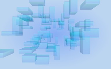 Obraz premium Blue and purple abstract digital and technology background. The pattern with repeating rectangles. 3D illustration