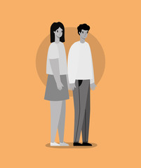 Woman and man avatar in gray colors vector design