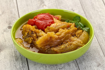 Caucasian cuisine - baked eggplant and tomato