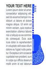 Colorful ornamented guitar on white background. Decorative greeting card, invitation, flyer. Vector illustration