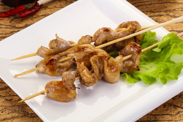 Chicken skin skewer
