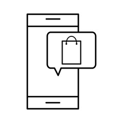 Smartphone with bag line style icon vector design