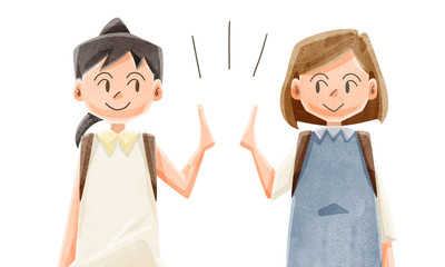 ハイタッチする女の子