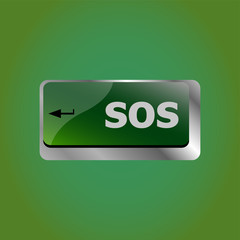 computer button with sign sos enter key