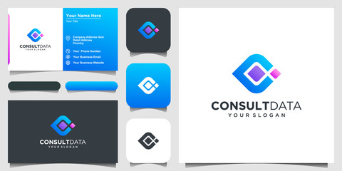 letter C with data tech solution logo design inspiration. icon and business card