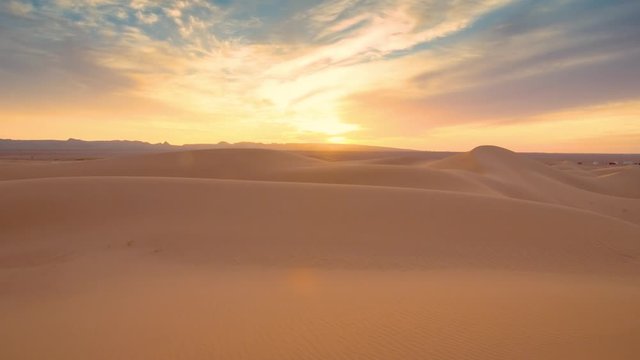 Sahara desert sunrise hyper zoom time lapse, Morocco