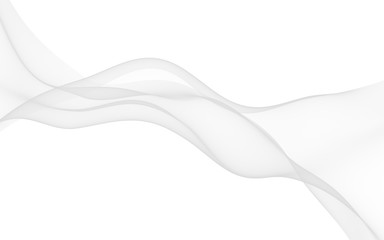 White abstract background. Fluttering white scarf. Waving on wind white fabric. 3D illustration