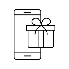 Smartphone with gift line style icon vector design