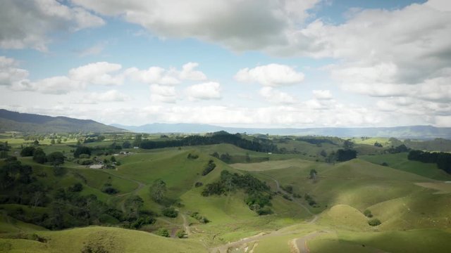 New Zealand Rolling Hills and Farmland Aerial