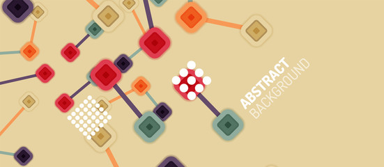 Abstract square dot connections, flat style multicolored geometric background for Wallpaper, Banner, Background, Card, Book Illustration, landing page or poster design