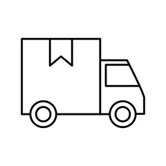 Delivery box over truck line style icon vector design