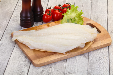Raw halibut fillet