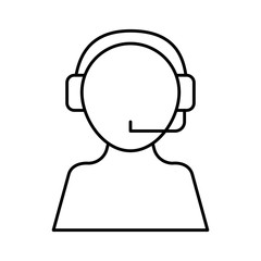 Avatar operator with headphone line style icon vector design