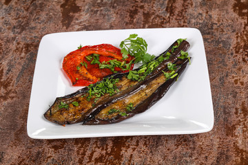 Grilled eggplant with bell pepper