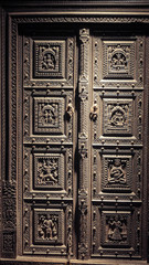 Full view of engraved sculpture on the door