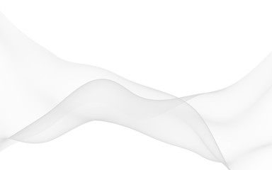 White abstract background. Fluttering white scarf. Waving on wind white fabric. 3D illustration