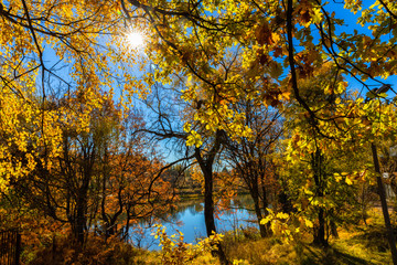 Beautiful autumn landscape, one of Smolyan lakes, Bulgaria