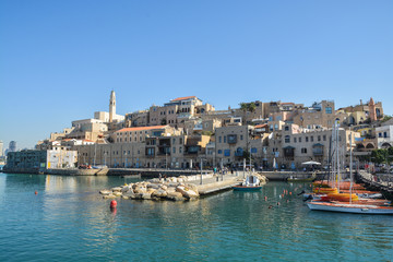 Fototapeta na wymiar The old city of Jaffa from the Mediterranean Sea.