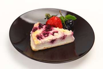 Cheesecake with cherry served strawberry
