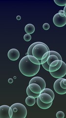 Dark background green mesh bubbles. Wallpaper, texture with bubble. 3D illustration
