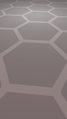 Honeycomb with color lighting, on a gray background. Perspective view on polygon look like honeycomb. Isometric geometry. 3D illustration