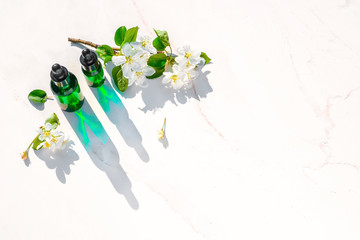 Organic Spa Cosmetic With Herbal Ingredients. Serum with herbal extracts for skincare. Nature...