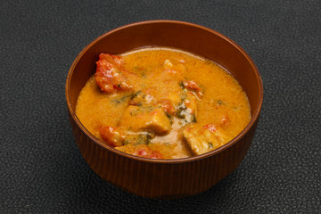 Traditional thai curry chicken soup