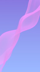 Pink wave on blue sky abstract background. Fluttering pink scarf. Waving on wind pink fabric. Vertical orientation. 3D illustration