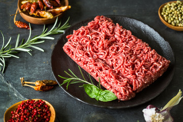 Fresh minced meat with spices