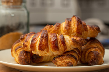 a pile of freshly-baked croissants