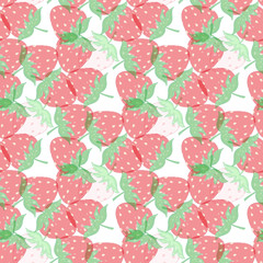 Seamless pattern of watercolor strawberries vector illustration .