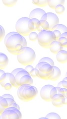 Light pastel colored background with purple bubbles. Wallpaper, texture purple balloons. 3D illustration