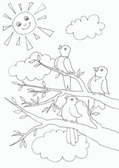 Coloring sheet with birds