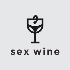 sex wine logo. butt icon