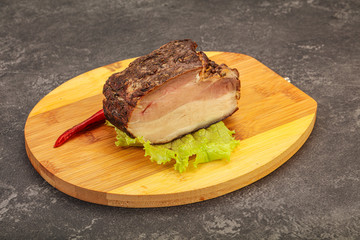 Homemade Smoked pork peat with spices