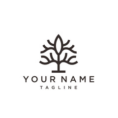 Tree Of The Root  logo illustration. Abstract monochrome tree. 
Template for creating logos.