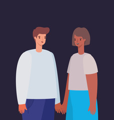 Woman and man avatar vector design
