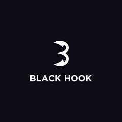 B hook logo. fishing icon