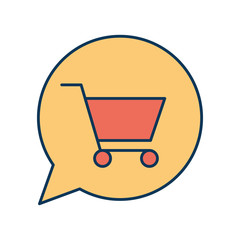 shopping cart inside bubble line and fill style icon vector design