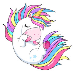 Obraz na płótnie Canvas Cute unicorn with rainbow hair
