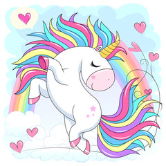 White unicorn cute little character/magic pony illustration