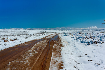 Road with ice and snow