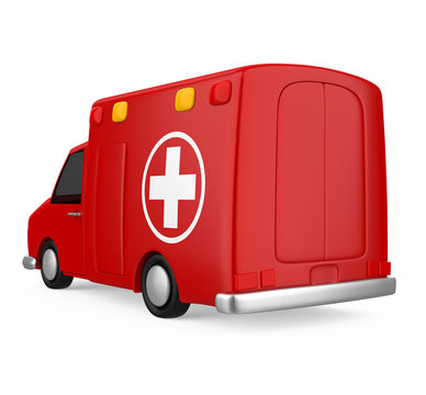 Cartoon Ambulance Car Isolated