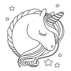 Cute line unicorn head vestor illustration
