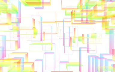 Colorful abstract digital and technology background. The pattern with repeating rectangles. 3D illustration