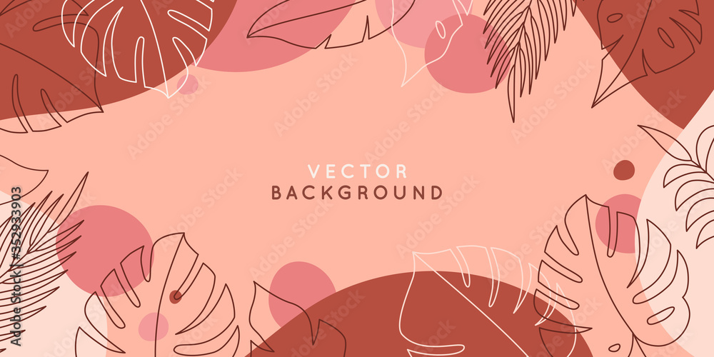 Poster vector design templates in simple modern style with copy space for text, flowers and leaves - weddin