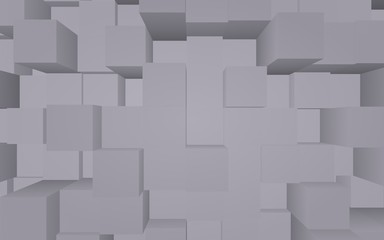 Abstract gray elegant cube geometric background. Chaotically advanced rectangular bars. 3D Rendering, 3D illustration
