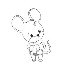 Cute little mouse line vector illustration