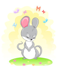 Obraz na płótnie Canvas Cute little mouse vector illustration