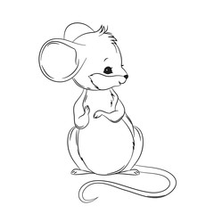 Cute little mouse line vector illustration